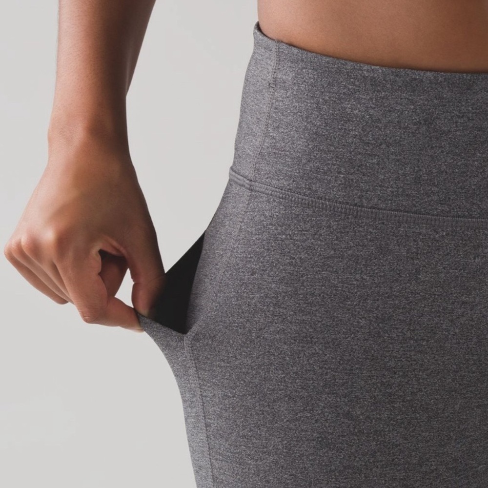 Lululemon Pace Rival Crop 19" Mid Rise Leggings Heathered Black Slate Sz 6 - Picture 5 of 12